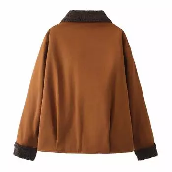 Новая женская одежда куртка из овечьей шерсти с внутренним лацканом женская куртка французского свободного покроя хлопковая куртка хлопковое пальто XS