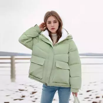 Новая женская одежда на хлопковой подкладке, женская короткая зимняя с капюшоном, большого размера, свободная одежда на хлопковой подкладке, одежда для хлеба, женские куртки на хлопковой подкладке M белый