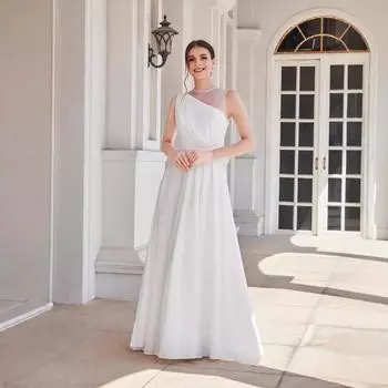 Новая женская одежда Новое платье с косыми плечами Узкое банкетное платье Длинное платье 0XL белый