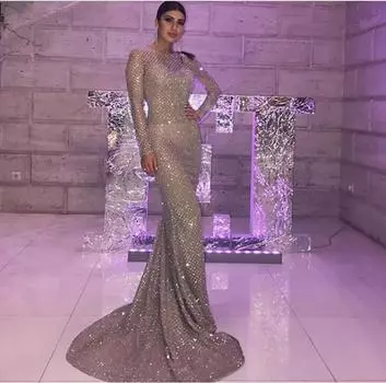 Новая женская одежда Новое платье с круглым вырезом и длинными рукавами Платье с запахом на бедрах S абрикосовый