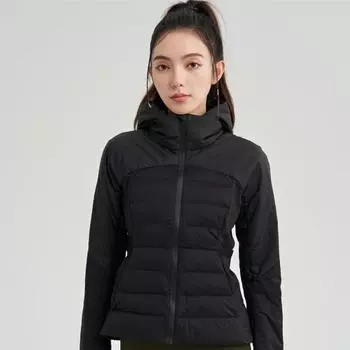 Новая женская одежда облегающая куртка с капюшоном для бега на открытом воздухе теплая спортивная куртка XS чёрный