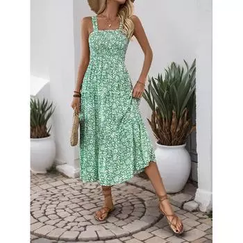 Новая женская одежда, повседневный темперамент, элегантный повседневный Pure Desire, сексуальный напечатанный комбинезон, длинная юбка, легкое платье, вечернее платье высокого класса S