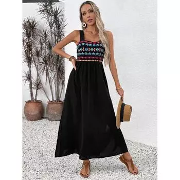 Новая женская одежда, повседневный темперамент, элегантный повседневный Pure Desire, сексуальный напечатанный комбинезон, длинная юбка, легкое платье, вечернее платье высокого класса S