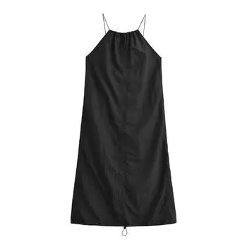 новая женская одежда пряжка украшение нейлоновый ремешок дизайн свободный и тонкий темперамент разрез вилка средняя и длинная юбка подтяжки юбка XS темно-серого