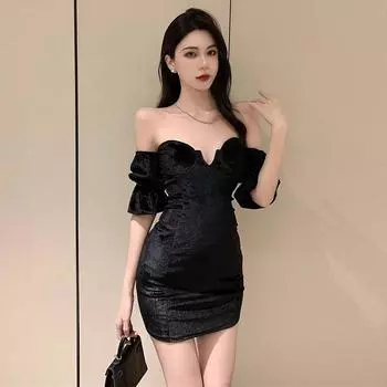 Новая женская одежда Spice Girls сексуальное платье с бретельками через шею и облегающим бедрами S чёрный