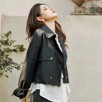 Новая женская одежда Свободное маленькое модное пальто Женское студенческое модное осеннее жареное уличное короткое пальто-тренч S Below 50 kg хаки