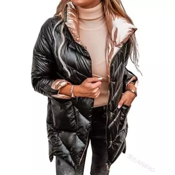 Новая женская однотонная глянцевая выдвижная молния с рукавами из хлопка M