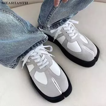 Новая женская повседневная обувь без шнуровки на плоской подошве с раздельным носком, модная женская обувь Мэри Джейн, таби, туфли со свиными копытами, женские лоферы Chaussure Femme 35