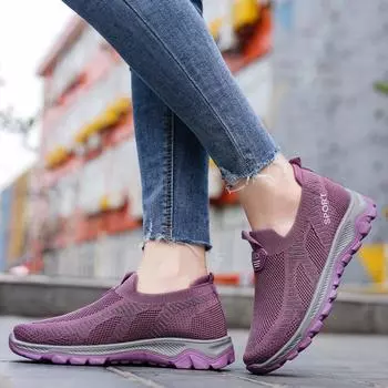 Новая женская повседневная обувь, дышащая нескользящая прогулочная обувь на мягкой подошве 36 красный