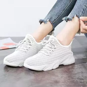 Новая женская повседневная обувь, маленькие белые туфли, дышащая обувь Flying Weaver, кроссовки на плоской подошве 38
