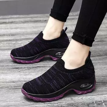 Новая женская повседневная обувь с одной педалью Lazy, большие размеры, туфли-качалки на воздушной подушке, новая повседневная женская обувь с тканой сеткой 36 красный