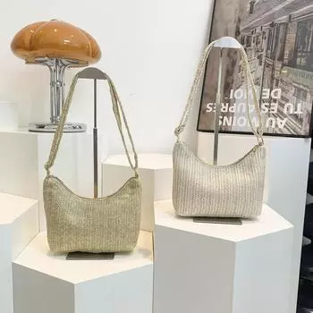 Новая женская ретро-плетеная сумка, персонализированная трендовая простая сумка через плечо, летняя соломенная плетеная сумка, женская модная