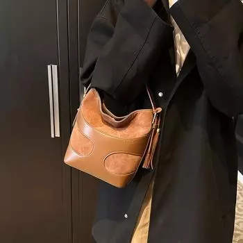 Новая женская ретро-сумка для переноски в руке, модная женская сумка-ведро через плечо красный