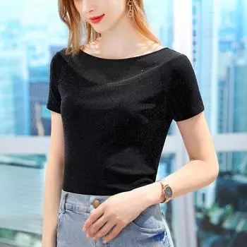 Новая женская сексуальная сетчатая и модная рубашка с футболкой с коротким рукавом M чёрный