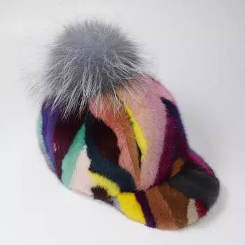 Новая женская шапка из натурального меха норки для взрослых, теплая зимняя бейсболка ручной работы, роскошные женские элегантные стильные теплые кепки 55cm-60cm чёрный/бежевый