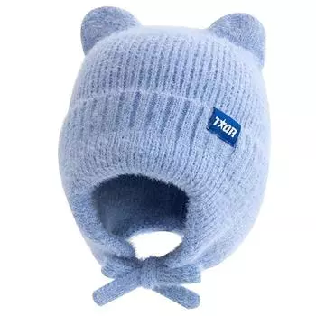 Новая женская симпатичная зимняя шапка-ушанка с кошачьими ушками, модная ветрозащитная вязаная шапка в стиле Kpop, мягкая шапка-бини в стиле конфетных цветов, уличная кепка 55cm-60cm чёрный