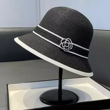 Новая женская соломенная шляпа-панама Camellia весна-лето японская элегантная солнцезащитная шляпа соломенная шляпа чёрный