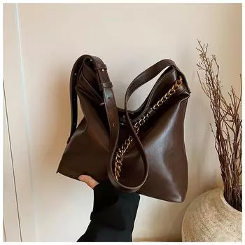 Новая женская сумка 2024 года, популярная сумка-ведро, большая вместимость, осенне-зимняя универсальная повседневная популярная сумка-мессенджер чёрный