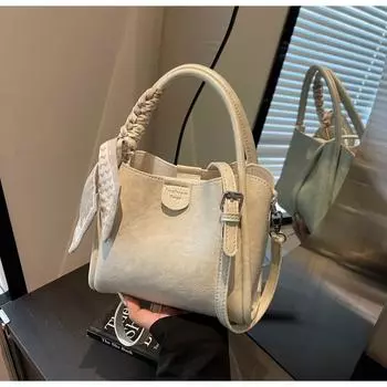 Новая женская сумка 2024 года, популярная сумка-ведро, ретро-дизайн, одно плечо, кроссбоди, портативная маленькая сумка чёрный