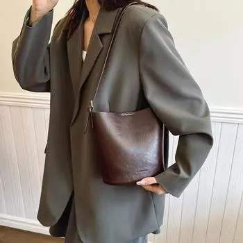 Новая женская сумка 2024 года, популярная сумка-ведро, осенне-зимняя универсальная ретро-сумка высокого класса для женщин через плечо