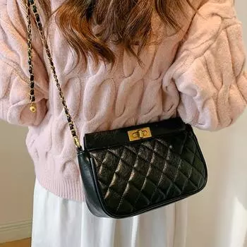 Новая женская сумка 2024 года, популярная высококачественная осенне-зимняя универсальная сумка-мессенджер через плечо, нишевая сумка с цепочкой из бриллиантов розовый