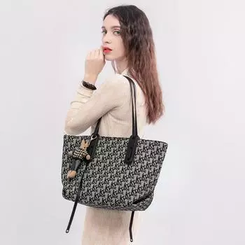 Новая женская сумка через плечо Большая вместительная сумка-тоут Модная сумка Женская сумка длиной 30-43 см высотой 27 см шириной 18 см чёрный