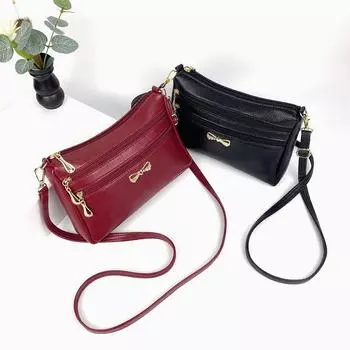 Новая женская сумка через плечо и через плечо с широким дном - большая вместимость для покупок, монет и мобильного телефона темно-красного