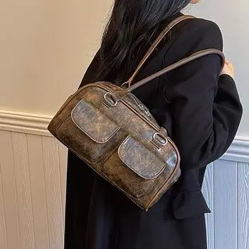 Новая женская сумка через плечо и подмышку Niche Retro, повседневная горизонтальная портативная маленькая квадратная сумка на молнии