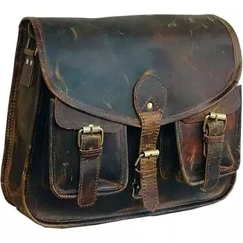 Новая женская сумка через плечо из кожи буйвола | Винтажный вид | Ручная работа | Сумка-портфель из натуральной кожи | Регулируемый ремень коричневый