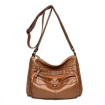 Новая женская сумка через плечо из мягкой кожи, универсальная и модная многослойная женская сумка среднего возраста, сумка для мам из мягкой искусственной кожи