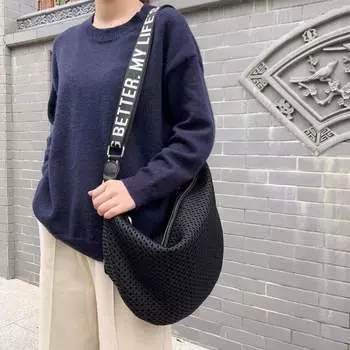 Новая женская сумка через плечо Mesh Messenger Bag Повседневная легкая и вместительная дорожная сумка для женщин чёрный