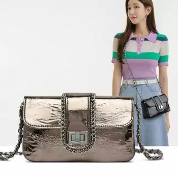 Новая женская сумка через плечо, модная сумка с замком-цепочкой, однотонная лакированная кожа, высокая женская сумка через плечо