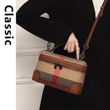 Новая женская сумка через плечо на одно плечо из холста с клетчатым узором из коровьей кожи, сумка для телефона