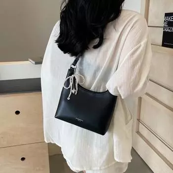 Новая женская сумка через плечо с бантом из бисера, корейские простые популярные сумки через плечо, темпераментные сумки для поездок на работу, свадебных вечеринок