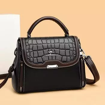 Новая женская сумка через плечо с крокодиловым узором, маленькая квадратная сумка, модная простая женская сумка среднего возраста, большая вместимость для женщин