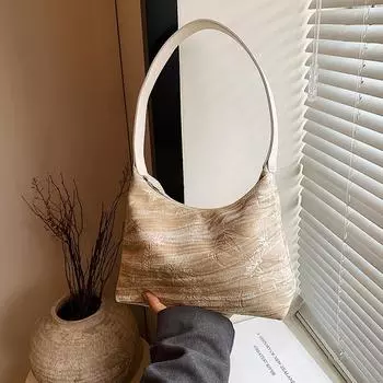 Новая женская сумка через плечо с узором бамбуковых листьев в китайском стиле в 2024 году, новая универсальная и модная дорожная сумка, большая сумка в западном стиле