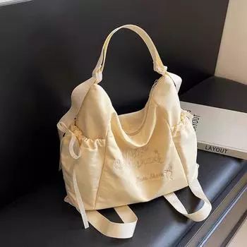 Новая женская сумка через плечо с вышитыми буквами в китайском стиле из нетканого материала на молнии, маленькая, свежая, универсальная, легкая сумка через плечо