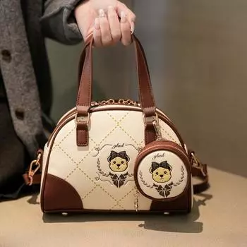 Новая женская сумка через плечо, сумка через плечо, большая вместимость, несколько способов ношения, дизайн с плюшевым мишкой