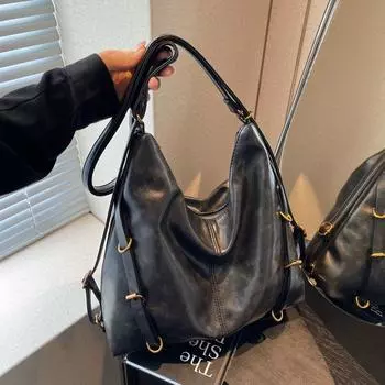 Новая женская сумка для мамочек, большая вместимость, модная, на одно плечо, портативная, кроссбоди, повседневная женская сумка чёрный