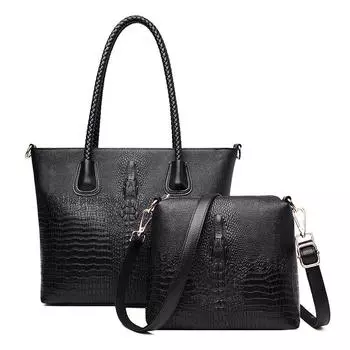 Новая женская сумка, европейская и американская модная сумка с крокодиловым узором, комплект из двух предметов, женская сумка на одно плечо через плечо