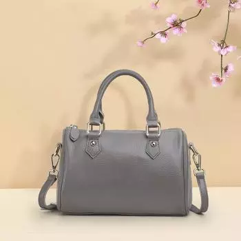 Новая женская сумка из коровьей кожи для женщин, мягкая кожаная сумка на одно плечо серого цвета