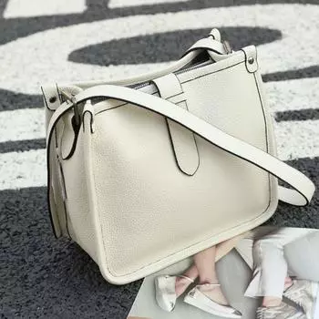 Новая женская сумка из натуральной кожи, большая вместимость, сумка-ведро из натуральной кожи, модная и универсальная, для поездок на работу, через плечо 27x10x27cm чёрный