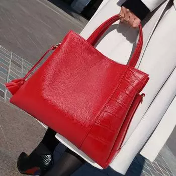 Новая женская сумка из натуральной кожи, большая вместительная сумка для поездок на работу, универсальная сумка из коровьей кожи на одно плечо чёрный