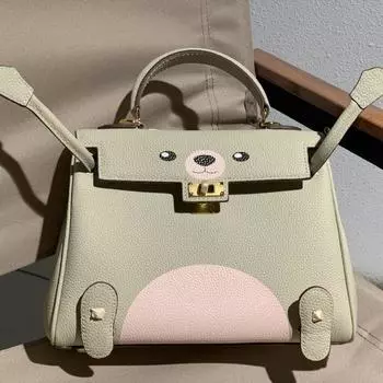 Новая женская сумка из натуральной кожи, кожа TOGO, расколотая кожа, мультяшный граффити, улыбающееся лицо, кукла, женская сумка 20cm