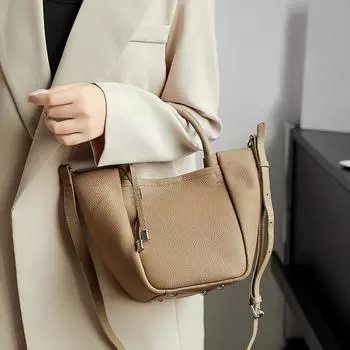 Новая женская сумка из натуральной кожи, модная универсальная сумка-ведро для овощей, сумка через плечо