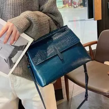 Новая женская сумка из натуральной кожи в европейском и американском стиле, сумка через плечо с принтом крокодиловой кожи, сумка-книжка