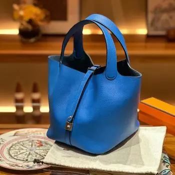 Новая женская сумка из натуральной кожи, кожа TOGO, кожа 1822 см, корзина для овощей, ручная сумка-ведро, Cross Border 18x13x18cm