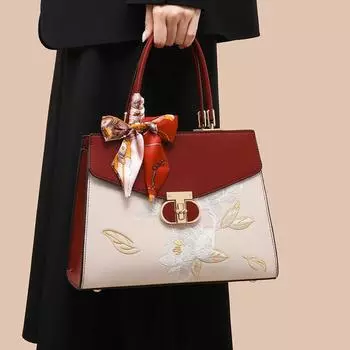 Новая женская сумка из натуральной кожи с вышивкой в китайском стиле, сумка для замужней невесты среднего возраста, свекрови