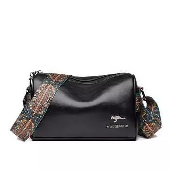 Новая женская сумка кроссбоди Модная сумка ПУ Мягкая кожаная текстура Большая вместимость Легкая Повседневная 23X10X15CM чёрный