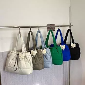 Новая женская сумка-мешок из пуха, пушистая хлопковая сумка-тоут, легкая, модная, подмышечная, хлопковая, повседневная сумка через плечо